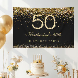 ラグジュアリー ゴールド ダイヤモンド 50歳の誕生日パーティー 横断幕
