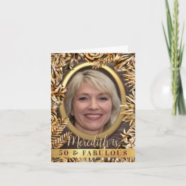 ラグジュアリー ゴールド フラワー オーダーメイド フォト フィフティ アンド ファビュラス 招待状