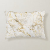 ラグジュアリー ゴールド & ホワイト大理石 アクセントクッション (正面)