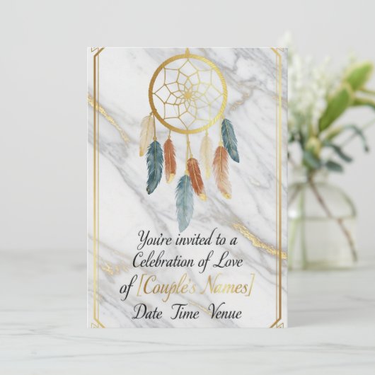 ラグジュアリー ゴールド マーブル 招待状 (スタンド正面)