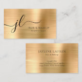ラグジュアリー シック ゴールド モノグラム スクリプト 名刺 (正面/裏面)