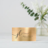 ラグジュアリー シック ゴールド モノグラム スクリプト 名刺 (スタンド正面)
