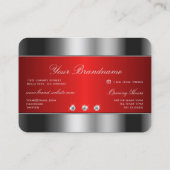 ラグジュアリー シルバーとレッドの輝くラインストーン 名刺 (裏面)