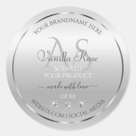 ラグジュアリー シルバー プロダクト ラベル ダイヤモンドとモノグラム