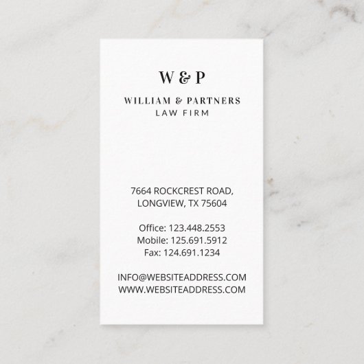 ラグジュアリー シルバー ミニマル プロフェッショナル フォト モノグラム 名刺 (裏面)