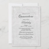 ラグジュアリー シンプル エレガント シルバー グリッター キンセアニエラ 招待状 (正面)