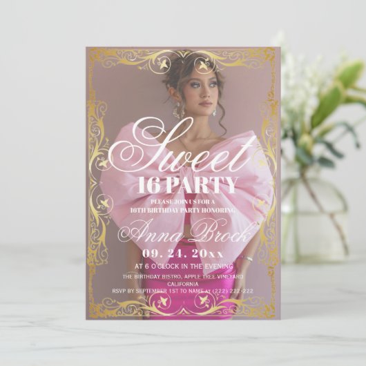 ラグジュアリー スウィート16 バースデー パーティー 招待状 (スタンド正面)