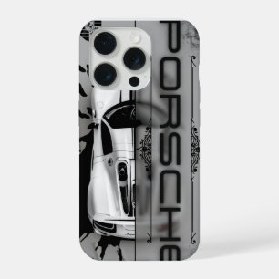 ラグジュアリー スタイリッシュ ポルシェ スーパーカー グランジ タイポグラフィ iPhone 15 PROケース