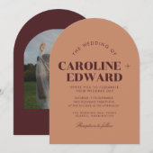 ラグジュアリー ストライプ アーチ ウェディング インビテーション (正面/裏面)