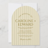 ラグジュアリー ストライプ アーチ ウェディング 招待状 (正面)