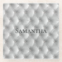 ラグジュアリー ソフト グレー フェイク ヴェルベット ガラスコースター