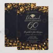 ラグジュアリー ダイヤモンド ボケ ドット ウェディング アニバーサリー 招待状 (正面/裏面)