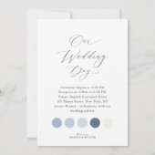 ラグジュアリー ダスティーブルー ウェディング - 衣装カラー付き 招待状 (裏面)