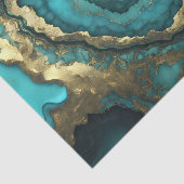 ラグジュアリー ティールブルー アゲートジオード ゴールド マーブル 薄葉紙 (詳細)
