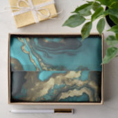 ラグジュアリー ティールブルー アゲートジオード ゴールド マーブル 薄葉紙 (ギフト)