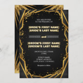 ラグジュアリー ノワール エレガント ミニマル ブラック ゴールド 招待状 (正面/裏面)