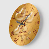 ラグジュアリー ハート ハッピー ゴールド 50周年記念 ラージ壁時計 (傾斜)