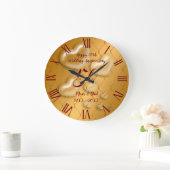 ラグジュアリー ハート ハッピー ゴールド 50周年記念 ラージ壁時計 (ホーム)