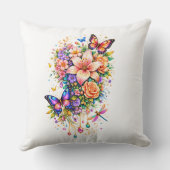 ラグジュアリー バタフライ フラワー サラシ枕 クッション (裏面)