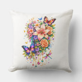 ラグジュアリー バタフライ フラワー サラシ枕 クッション (正面)