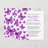 ラグジュアリー パープル エレガント バタフライ シャワー 招待状 (正面/裏面)
