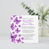 ラグジュアリー パープル エレガント バタフライ シャワー 招待状 (スタンド正面)