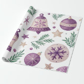 ラグジュアリー パープル クリスマス ラッピング ペーパー ロール – 30 フィート (アンロールド)