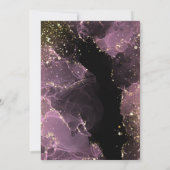 ラグジュアリー パープル&ゴールド アルコール インク ウェディング デー 招待状 (裏面)