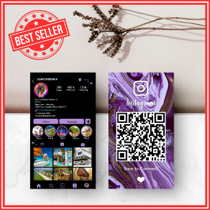 ラグジュアリー   パープル＆ブラック QR 名刺