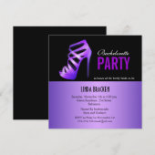 ラグジュアリー パープル ポンプ ブラック ブライズメイド パーティー カード (正面/裏面)