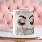 ラグジュアリー ピンク グリッター まつげ マグカップ