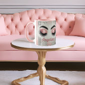 ラグジュアリー ピンク グリッター まつげ マグカップ