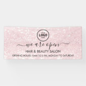 ラグジュアリー ピンク グリッター サロン用品 横断幕 (横)