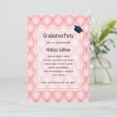 ラグジュアリー ピンク ツイード ダイヤモンド パターン 卒業 招待状 (スタンド正面)