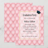 ラグジュアリー ピンク ツイード ダイヤモンド パターン 卒業 招待状 (正面/裏面)