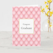 ラグジュアリー ピンク ツフテッド ダイヤモンド パターン 卒業 カード (黄色い花)