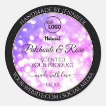 ラグジュアリー ピンク パープル グリッター 商品ラベル ロゴ付き