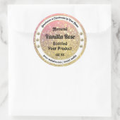 ラグジュアリー ピンク パープル ゴールド グリッター商品ラベル ラウンドシール (バッグ)