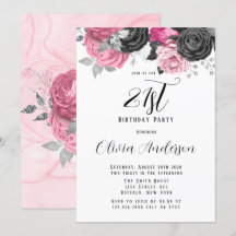 ラグジュアリー ピンク ブラック フラワーズ 21歳の誕生日パーティー