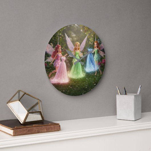 ラグジュアリー フェアリー ブライダル シャワー ラージ壁時計 (オフィス)