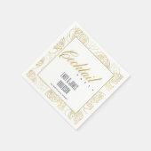 ラグジュアリー フェイク ゴールド エレガント ローズ フローラル コックテール パーティー スタンダードカクテルナプキン (角)