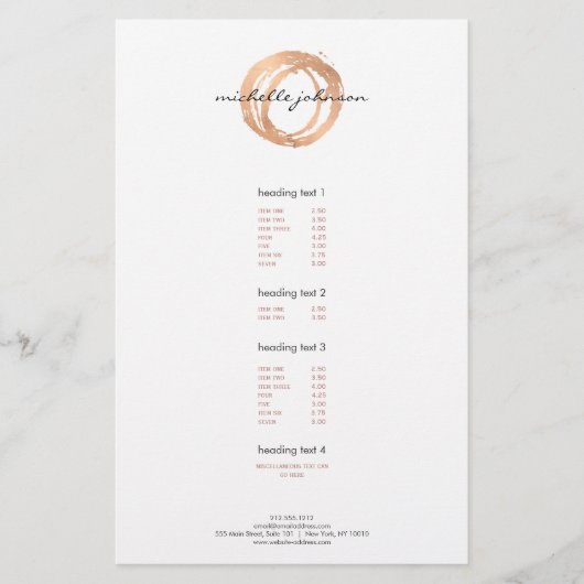 ラグジュアリー フェイク ローズゴールド ペイント サークル 価格リスト チラシ (正面)