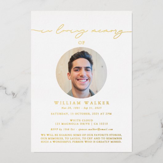 ラグジュアリー フォト ライフ セレブレーション 箔招待状 (正面)