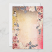 ラグジュアリー フラワーズ, バタフライ, ライト オンブレ 80歳の誕生日 招待状 (裏面)