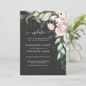 ラグジュアリー ブラック アンド ピンク フローラル ウェディング アップデート 招待状 (スタンド正面)