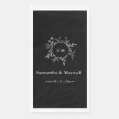 ラグジュアリー ブラック エレガント オーダーメイド プリント ナプキン (正面)