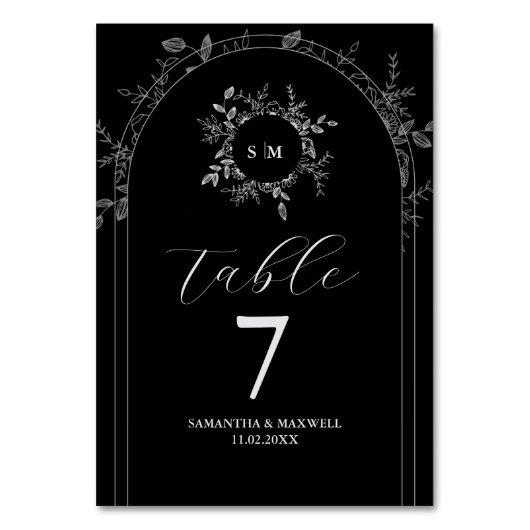 ラグジュアリー ブラック エレガント カスタム テーブルナンバー (正面)