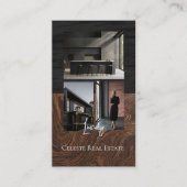 ラグジュアリー ブラック エレガント フォト レイアウト リアルエステート 名刺 (正面)