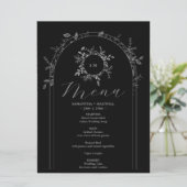 ラグジュアリー ブラック エレガント 印刷 メニュー カード (スタンド正面)