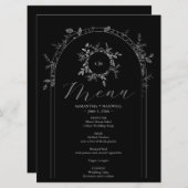 ラグジュアリー ブラック エレガント 印刷 メニュー カード (正面/裏面)